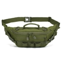 Army green tactical waist bag in durable nylon canvas with MOLLE webbing system - Army Green