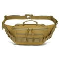 Tactical coyote brown nylon waist bag with MOLLE system for outdoor sports - Tan