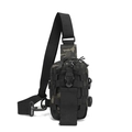 Tactical water bottle chest bag in green camouflage with MOLLE system and adjustable strap - Black Multicam