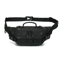 Tactical black camo waist bag with multi-zipper pockets and adjustable buckle - Black CP Camo
