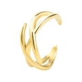 Bague ouverte dorée à lignes croisées irrégulières avec finition polie brillante - US 6 / Or