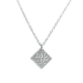 Men's stainless steel necklace with diamond-shaped pendant and embossed kanji character - Shou Character Embossed Style (XYN0158)