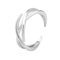Bague ouverte en argent à motif de lianes avec finition polie et design multicouche - US 6 / Acier