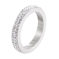 Bague d'éternité élégante en argent avec trois rangées de zircons cubiques étincelants - US 6 / Acier