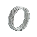 Anillo moderno de malla de acero de titanio plateado con diseño de banda minimalista - US 6 / Plateado (XYR0119)