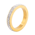 Bague d'éternité dorée à double rangée avec zircons étincelants de style moderne - US 6 / Or