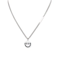 Hip hop silver cuban chain necklace with double-sided dollar sign smiley face pendant - Double Sided Smiley Face Pendant (XYN0180) / Silver