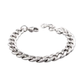 Classico bracciale a catena groumette argento con chiusura a moschettone regolabile su bianco - Stile Catena Cubana Argento (XYB0089)