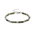Bracciale da uomo con pietre a forma di bambù verde e acciaio inossidabile - Stile Nodo di Bambù Verde Scuro (XYB0093)