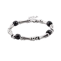 Adjustable men's titanium steel bracelet with silver bamboo tubes and black beads - Silver Black Bamboo Joint Style (XYB0094)
