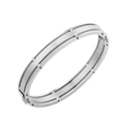 Sleek silver stainless steel double-row bangle with spherical studs and brushed finish - Silver Industrial Rivet Style (XYB0127)