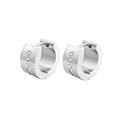Men's hip-hop titanium steel silver hoop earrings with brushed finish and inlaid crystals - Brushed Silver Rhinestone Style (XYE0050)
