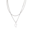 Collana a doppio strato in acciaio al titanio hip hop con un ciondolo a fulmine cavo - Stile Doppio Strato con Ciondolo a Fulmine (XYN0229)