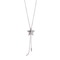 Minimalist silver-tone titanium steel Y-shaped necklace with 3D star pendant for women and men - Star Bolo Tie Necklace (XYN0228) / Silver (XYN0228)