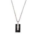 Collar de acero inoxidable con colgante cuadrado, grabado negro y cruz plateada forever love - Estilo Plateado y Negro (XYN0233)