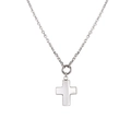 Collier avec pendentif croix creuse en argent poli et chaîne O sur fond blanc - Pendentif Croix 3D (XYN0231)