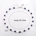 Elegante Halskette mit blau-weißen Perlen im neuen chinesischen Stil, 45cm Länge - Blau-Weißer Perlenstil (XYN0227)