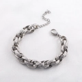 Bracciale da uomo a catena spessa in acciaio inossidabile con trama a diamante stile hip-hop - Catena O Pesante con Trama a Rombi (XYB0157) / Argento