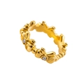 Bague nœud dorée avec zircons brillants pour femme, bijou chic de style français - US 6 / Or