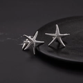 Gemelli a forma di stella marina in argento con una realistica trama oceanica in 3D - Stile Stella Marina (XYS0006) / Acciaio inossidabile