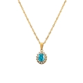 Élégant collier en acier titane plaqué or avec pendentif en pierre de naissance bleue - Mars - Bleu Aquatique