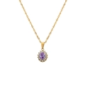 Luxe vergulde roestvrijstalen ketting met een ovale paarse amethist edelsteen hanger - Juni-Lavendel