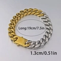 Bracelet gourmette bicolore en acier inoxydable plaqué or 18K pour homme long 19cm - 19cm / Bicolore Or et Argent