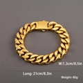 Bracelet cubain plaqué or 18 carats pour homme, largeur 13mm et longueur 21cm avec fermoir - 21cm / Or