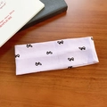 Bandeau élastique lavande à rayures avec petits nœuds noirs imprimés en maille douce - Mauve Clair