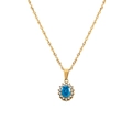 Elegante vergulde ketting met ovale saffierblauwe geboortesteen en fonkelende zirkonia-frame - December-Blauw