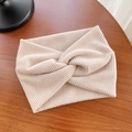 Fascia per capelli beige in maglia a coste con nodo incrociato per lo sport - 4# Bianco Crema