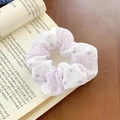 Floral and checkered lavender hair scrunchie with high elasticity and sweet design - Purple Floral