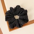 Elegante elastico per capelli nero con glitter argento e tessuto elastico - Nero