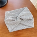 Fascia larga in maglia a coste grigia elastica con nodo a incrocio per lo yoga - Grigio Chiaro