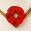 Sparkly red velvet hair scrunchie with sequins, elegant large hair tie for ponytails - Red