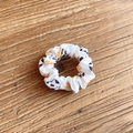 Soccer themed hair scrunchie with football and trophy print on white elastic fabric - Flame Trophy Soccer (9#)