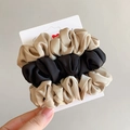 Satin-Haargummi-Set in Schwarz und Champagner mit seidigem Glanz für Damenfrisuren - Schwarz Und Champagner