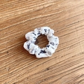 White sports-themed scrunchie with black soccer print and stopwatch motifs - Sports Icons (12#)