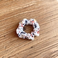 White football pattern scrunchie with cat and flame prints on wooden background - Black Cat Soccer (13#)