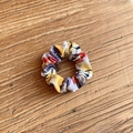 Abstract graffiti print hair scrunchie in grey yellow and red on wood background - Abstract Graffiti (14#)