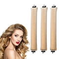 Set van 3 beige fluwelen heatless hair curlers voor natuurlijke grote golven - Off-wit