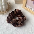 Deep coffee brown velvet hair scrunchie with high elasticity and luxurious soft texture - Dark Coffee
