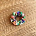 Colorful graffiti soccer fabric scrunchie with vibrant purple and green patterns - Purple Graffiti (18#)