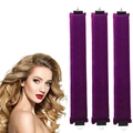 Kit de 3 bigoudis sans chaleur en velours violet pour boucles souples de nuit - Violet