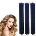 Set de 3 bigoudis sans chaleur en velours bleu foncé pour de grandes vagues - Bleu Marine