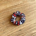 Minimalist fabric hair scrunchie with classic soccer ball patterns on wooden surface - Red-Black Soccer (22#)