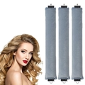 Lot de 3 bigoudis sans chaleur en velours gris pour des boucles effet naturel - Gris