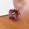 French vintage style burgundy PU leather scrunchie with high glossy textured finish - Small / Burgundy