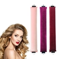 Kit de 3 bigoudis sans chaleur en velours rose, violet et rouge pour de grandes boucles - Multicolore 3