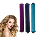 Kit de boucleur sans chaleur en velours violet, bleu marine et cyan avec crochets - Multicolore 4
